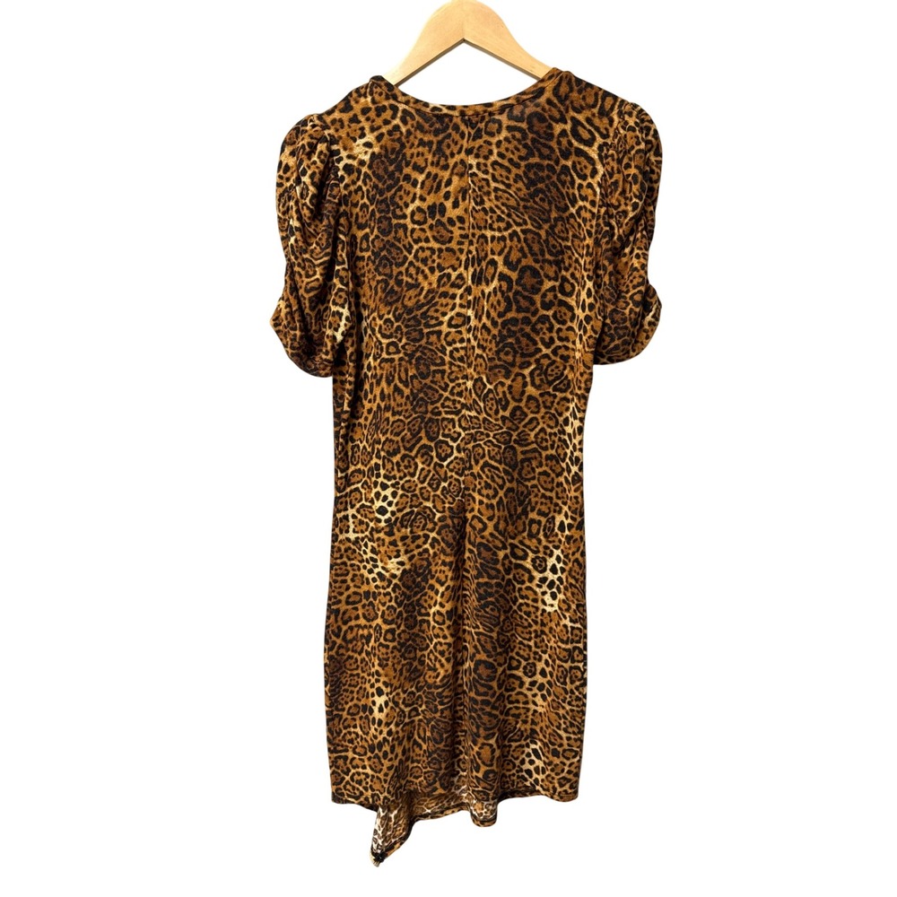 Generation Love Mini Dress Womens Medium Brown Leopard Puff Sleeve Stretch Chic - Picture 2 of 7